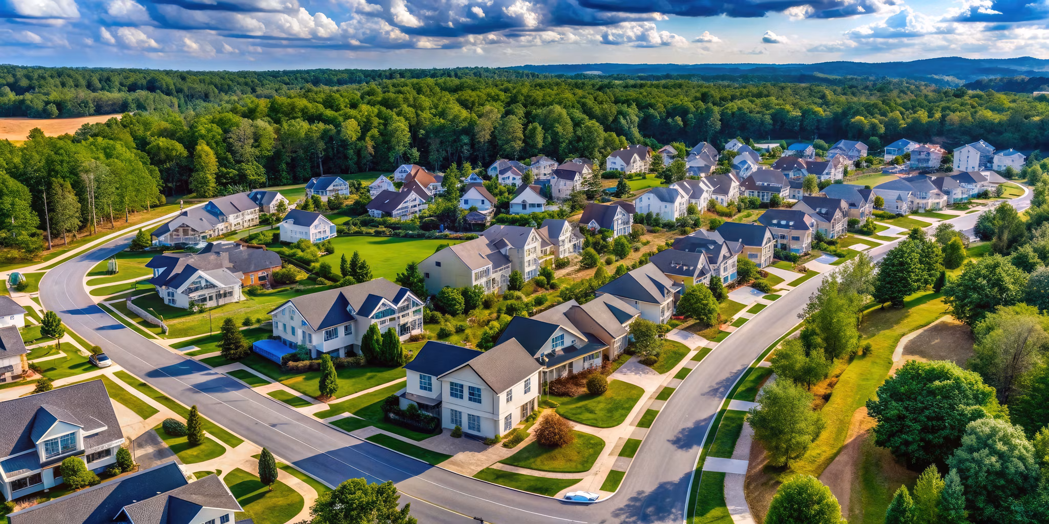 Providence Plantation neighborhood in Matthews NC showing suburban homes and landscaping - Charlotte metro apartments