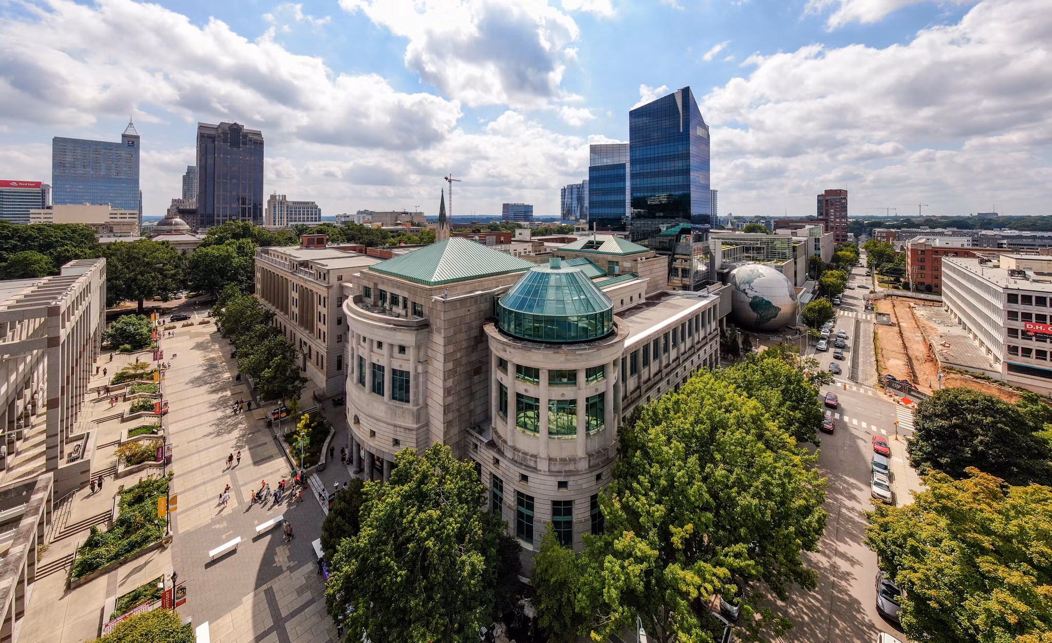Downtown Raleigh NC skyline with museums and office buildings - Research Triangle Park area North Carolina 
