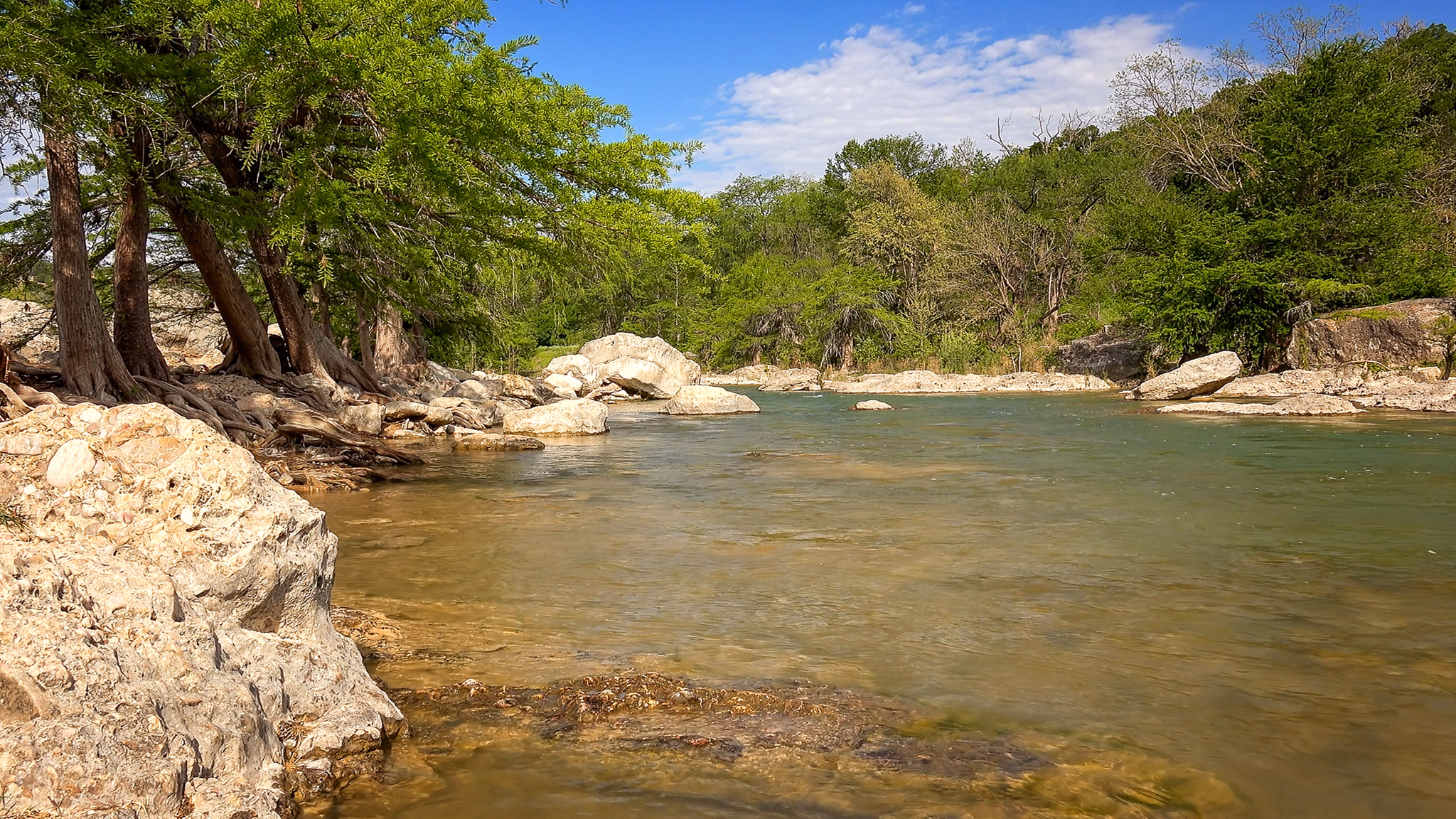 The Pedernales River runs through Pedernales Falls State Park in Texas