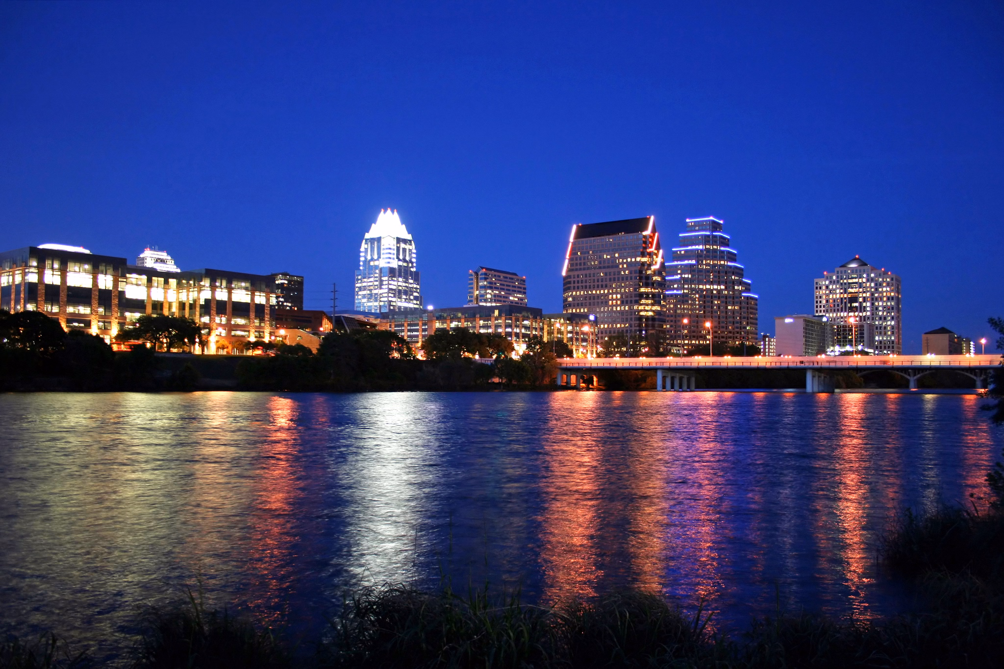 A very pretty night in Austin, Texas.  This shot was taken from across Town Lake downtown.  A very useful image for Austin related content.