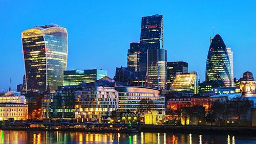 Financial district of the City of London in the night