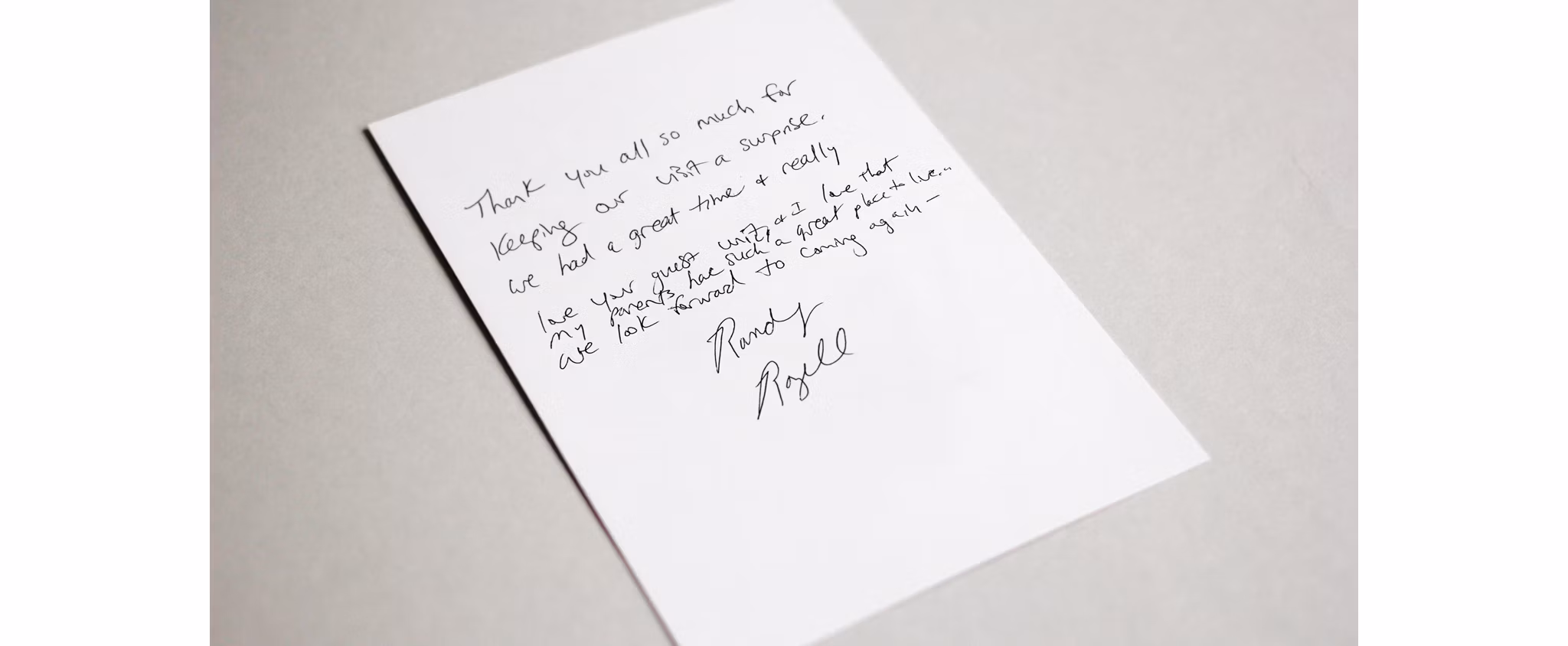 Village at Missions Farms Thank You Letter