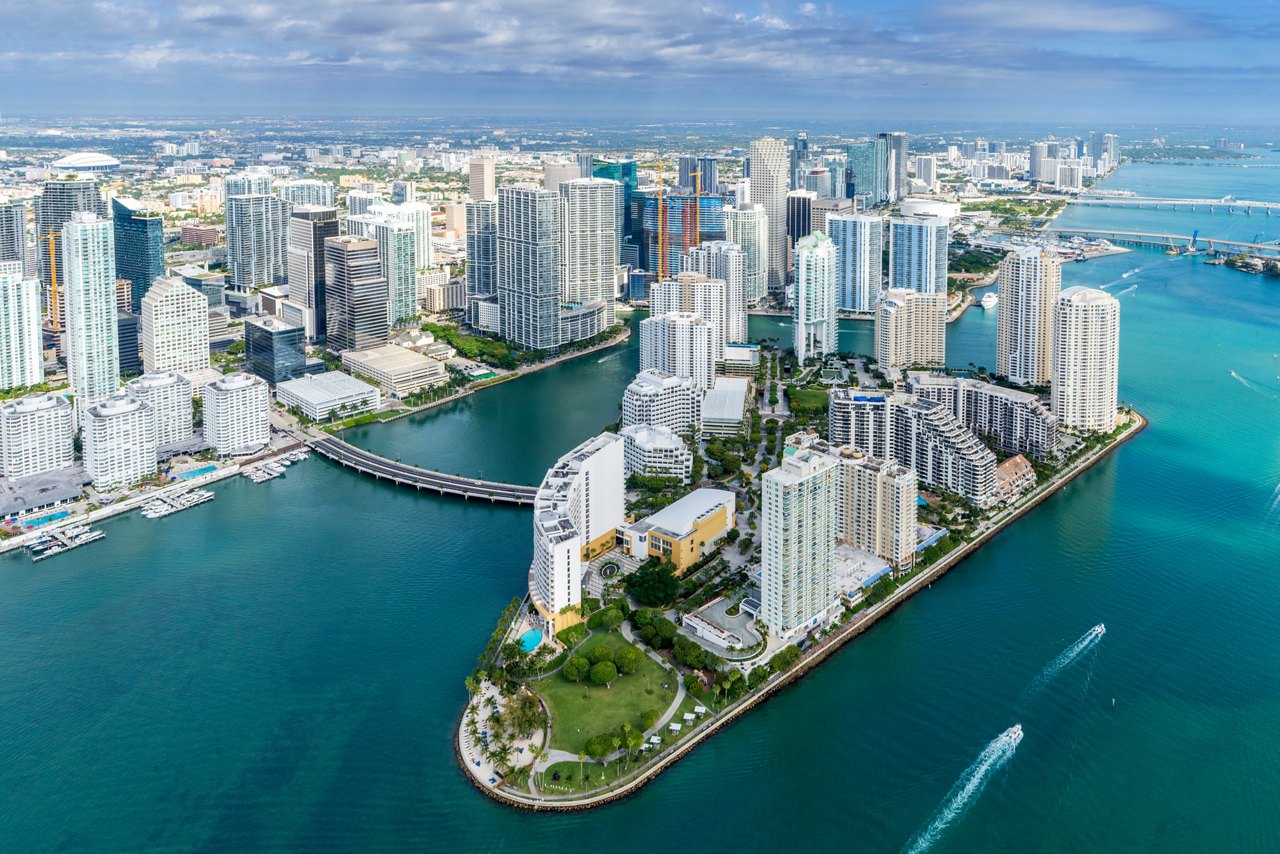 Downtown BrickellHelicopter Aerial ViewMiami City, South Florida,USA