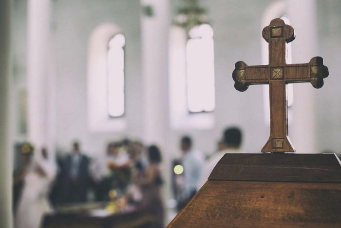 wooden cross in Christian church