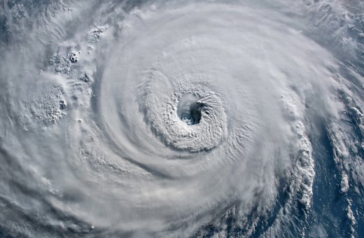 satellite view of a hurricane over water
