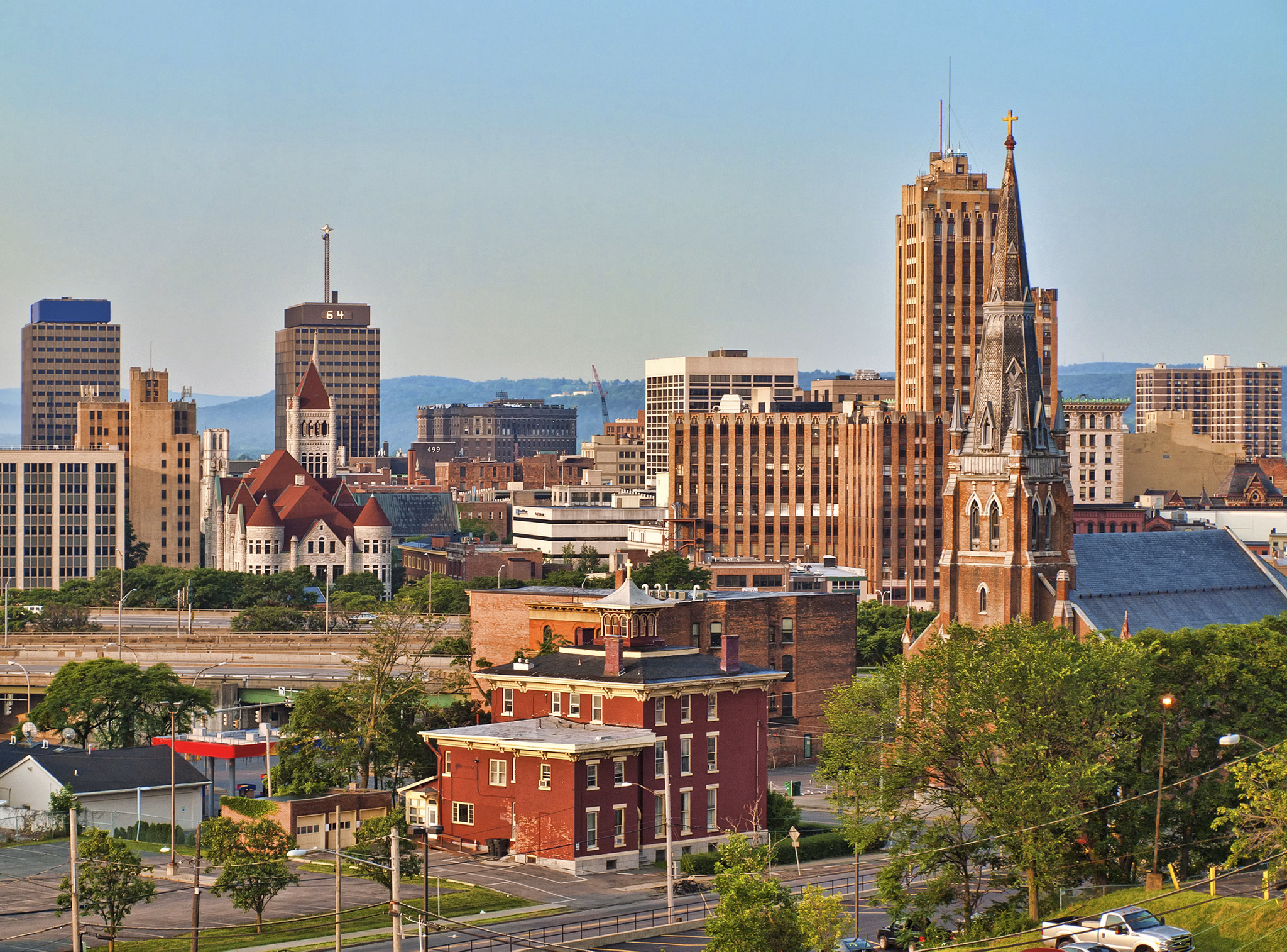view of Syracuse, New York in the morning in summertime