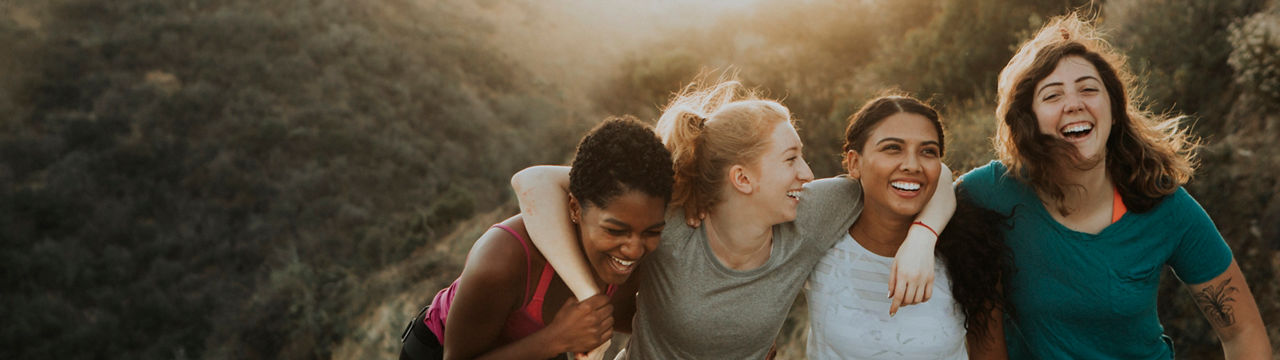 Friends hiking through the hills of Los Angeles