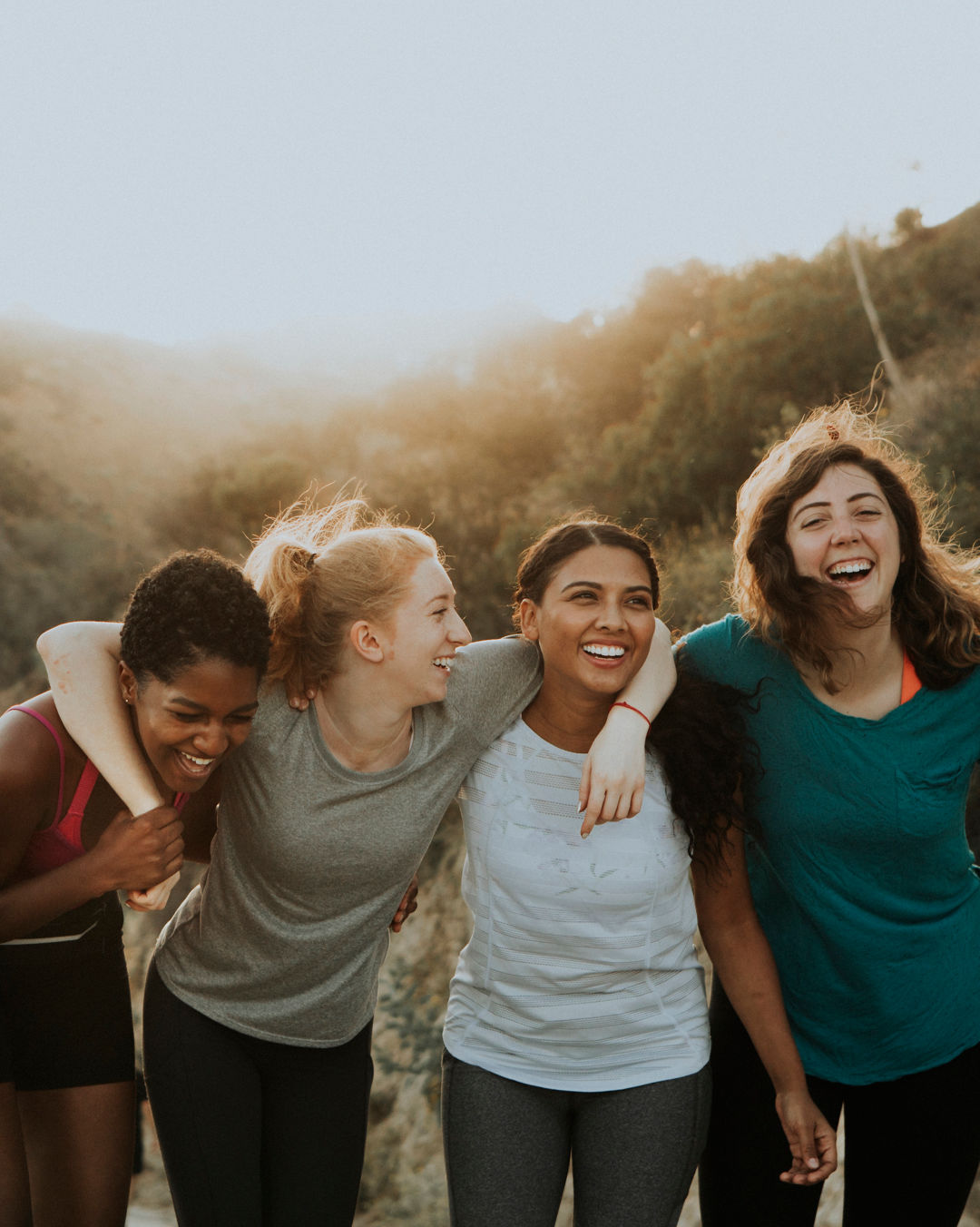 Friends hiking through the hills of Los Angeles
