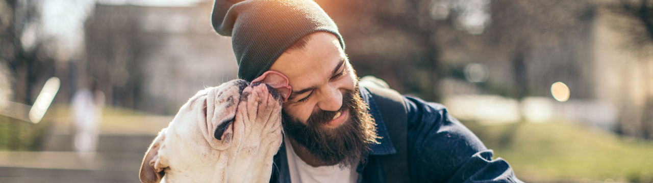 Man and dog in the park