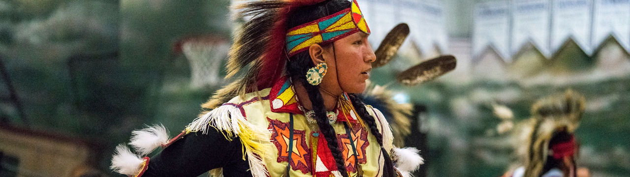 Semiahmoo First Nations and Earl Marriott Secondary, White Rock, British Columbia, Canada celebrating 9-11 March 2018. Pow Wows are opportunities for First Nations to gather, honouring and sharing their heritage and traditions including music, dance and beautifully vibrant regalia. The general public is welcome.