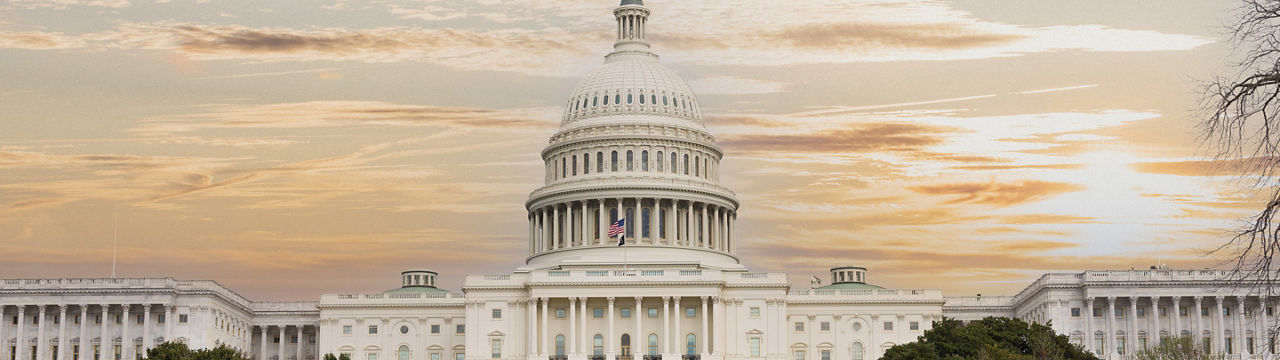 US Capitol Building in spring of 2021 with metal security fence