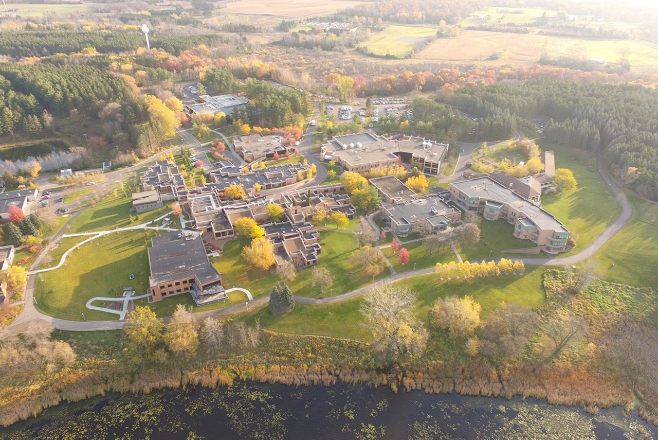aerial image of the center city campus