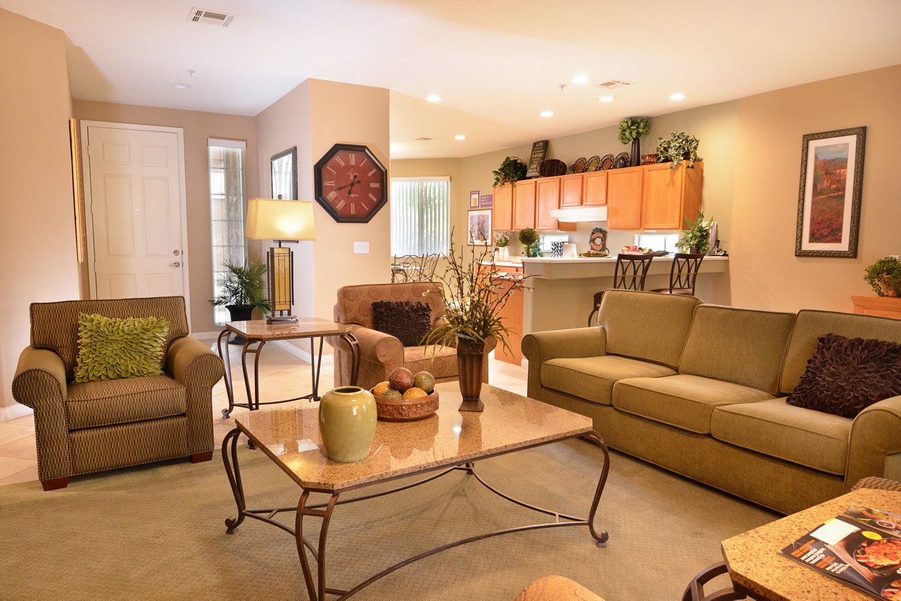 A view inside a sober living home with comfortable furniture