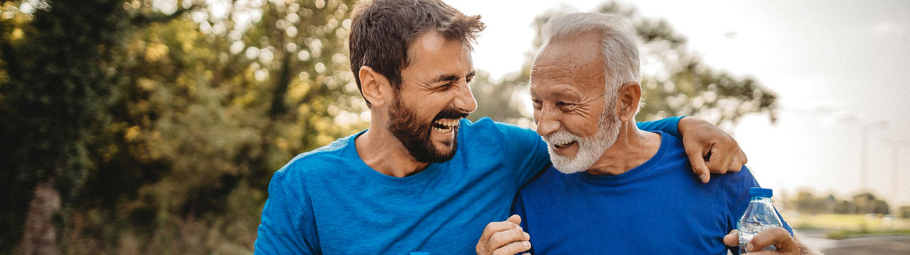 Two men exercising outdoors