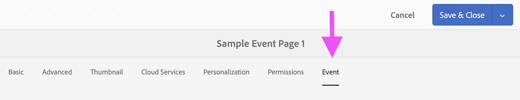 sample event component screenshot
