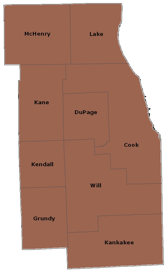 solid-color map of east central Illinois