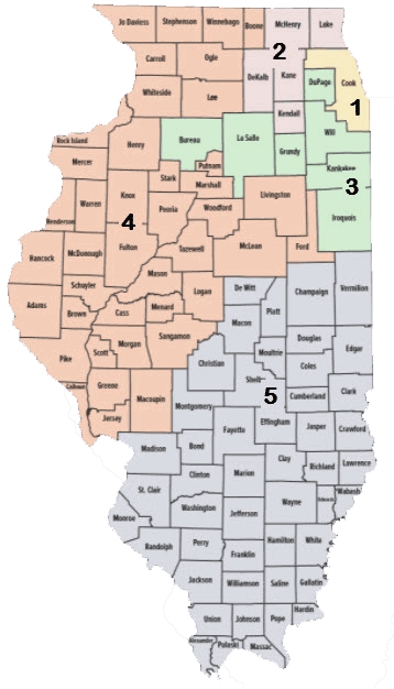 Map of Appellate Defender Judicial Defender District Regions