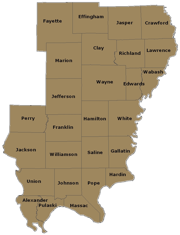 solid-color map of east central Illinois