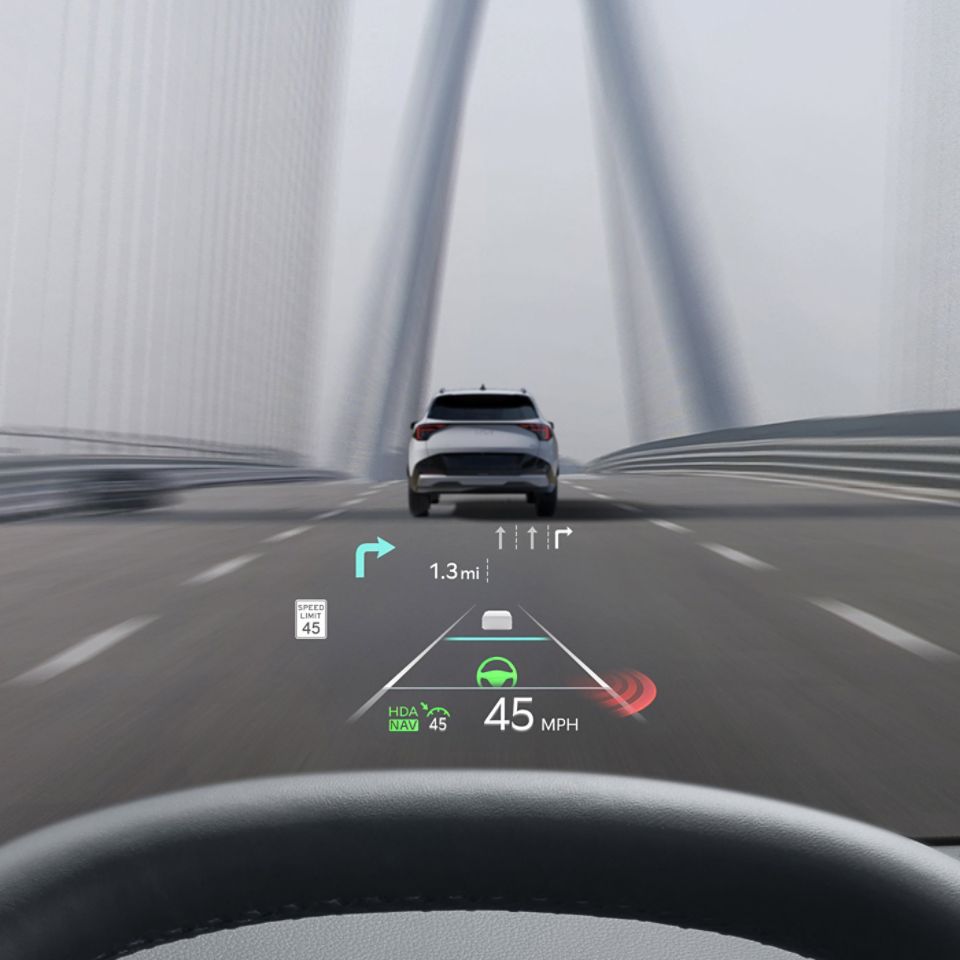 2027 Kia EV3 Highway Driving Assist head-up display
