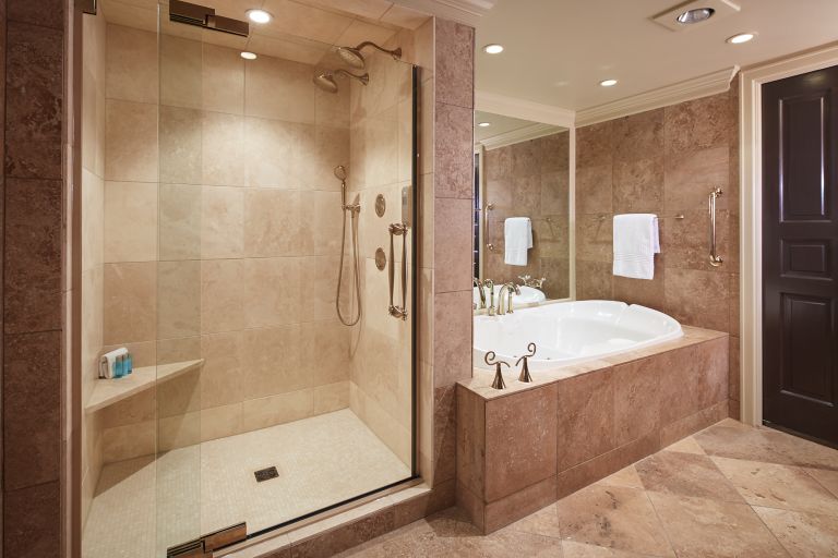 a shower and bathtub