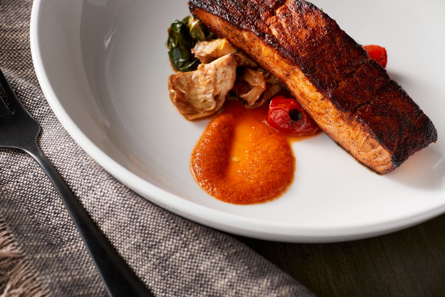 A salmon dish from The Horse & Plow