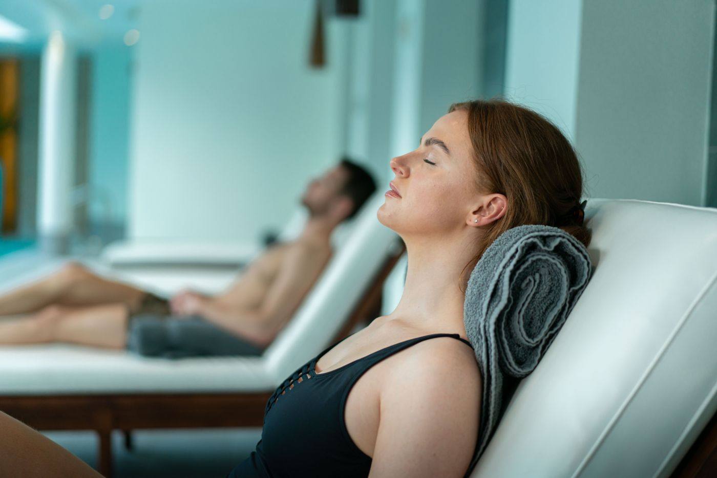 Couple relaxing in the spa facilities of Kohler Waters Spa