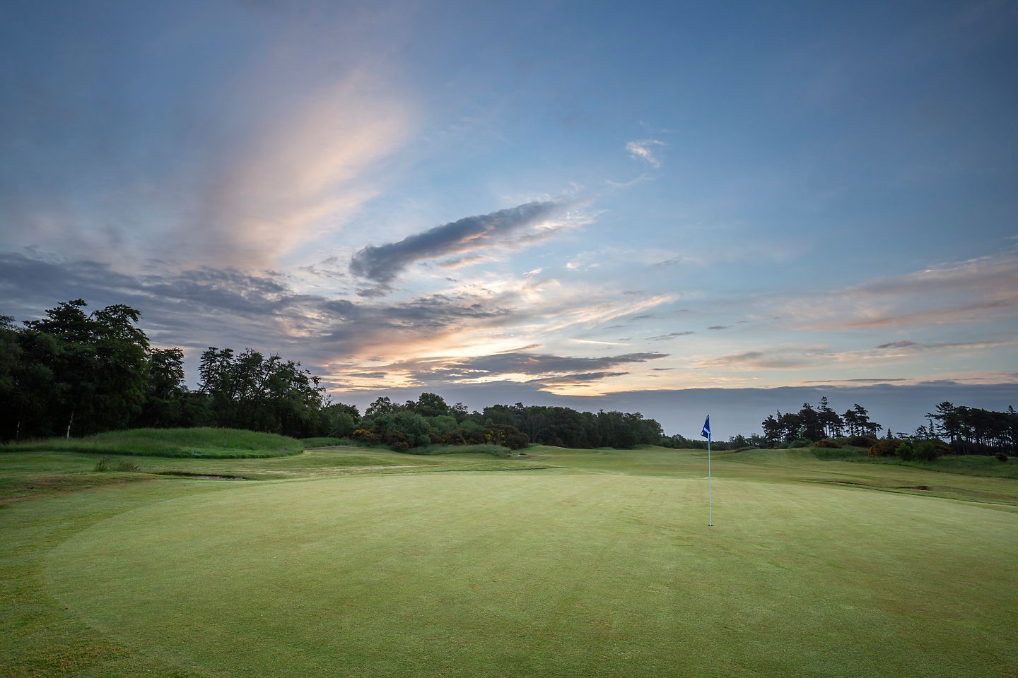 No. 5 Beeches. 5th green at The Duke's golf course in the late afternoon.