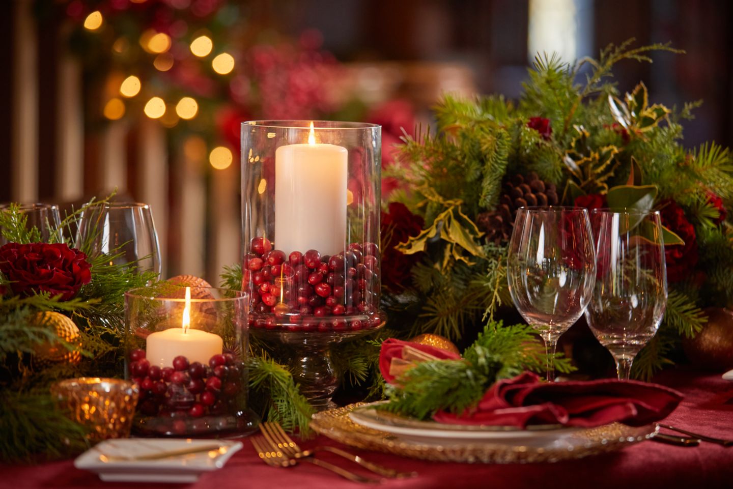 a tablescape set for the holidays