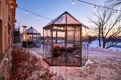 plastic igloo domes on a outdoor patio 