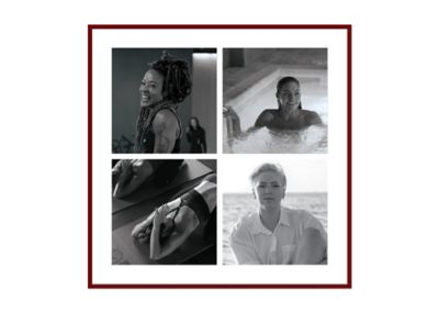 a grid of wellness instructor images in black and white