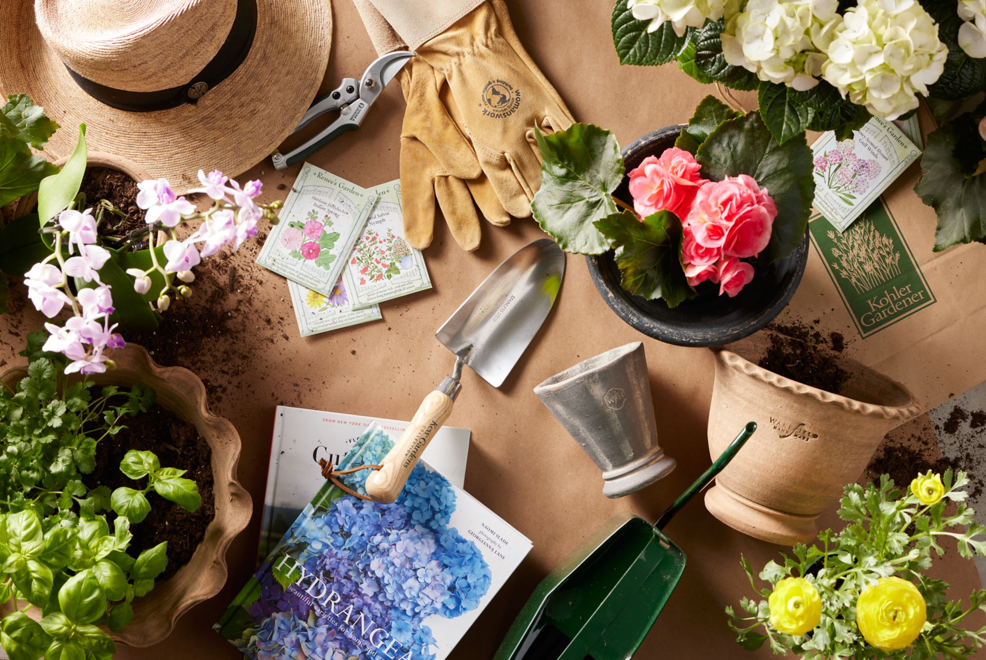 gardening supplies all laid out