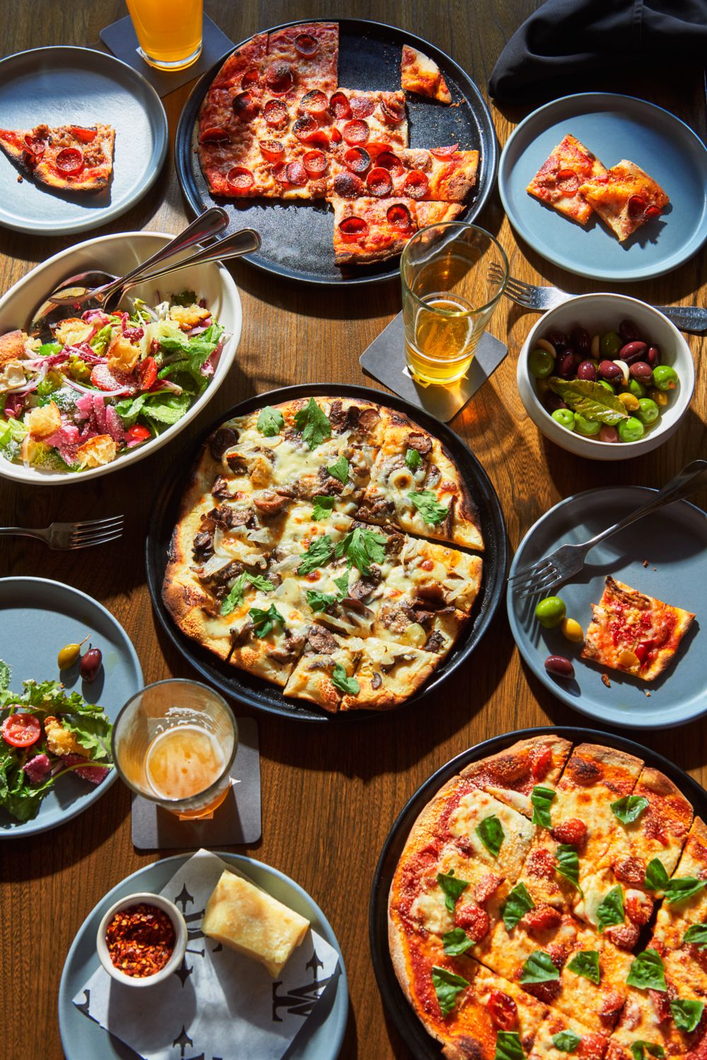 pizza on a table