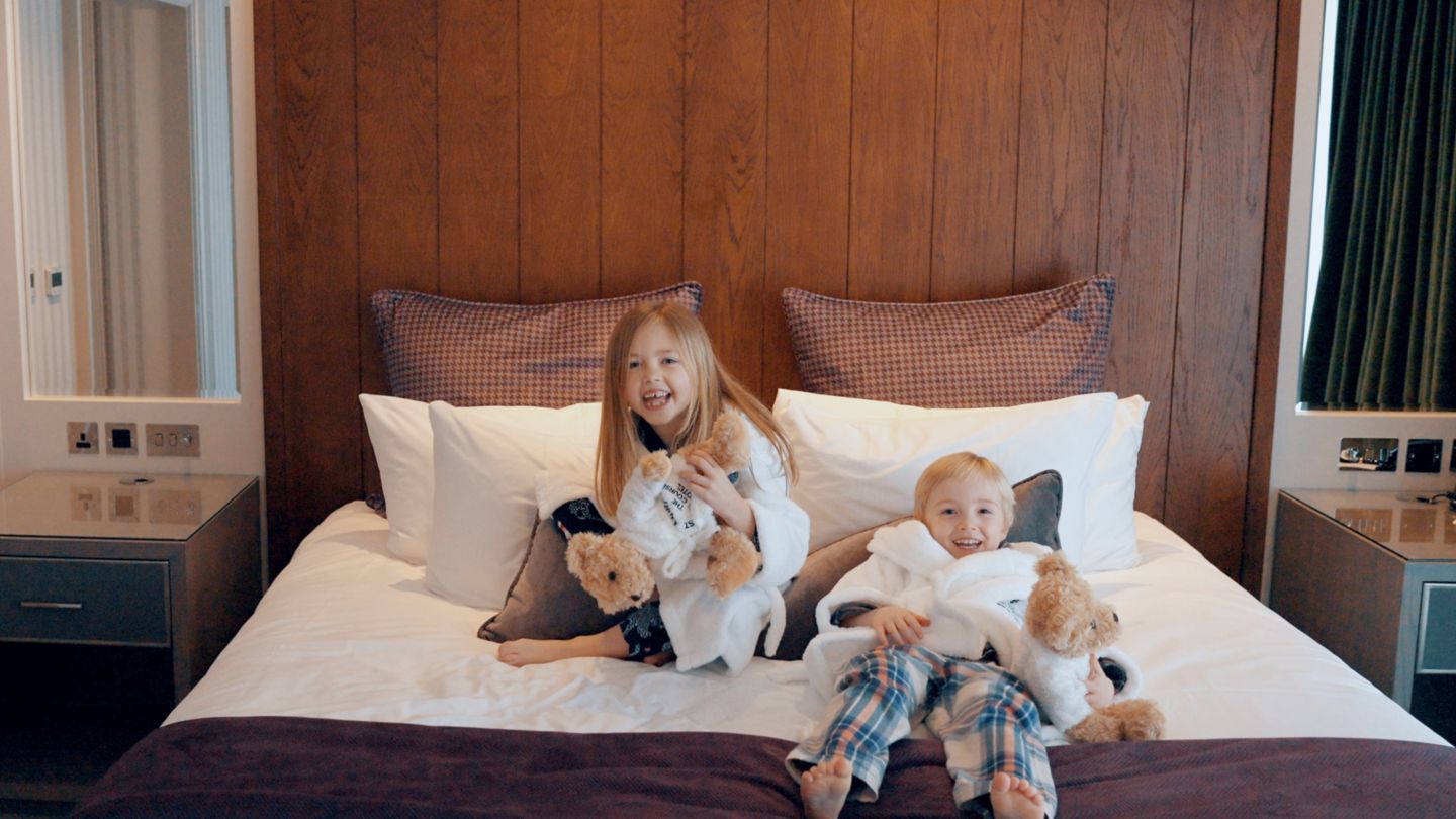 Black dog with owner