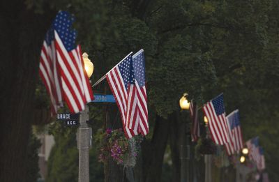 Flags on Highland Drive in Kohler