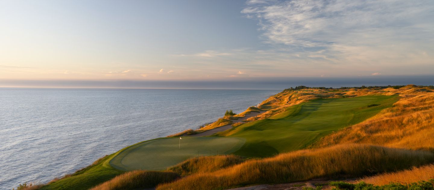 The green of hole 13 at the Straits Course on Whistling Straits. 