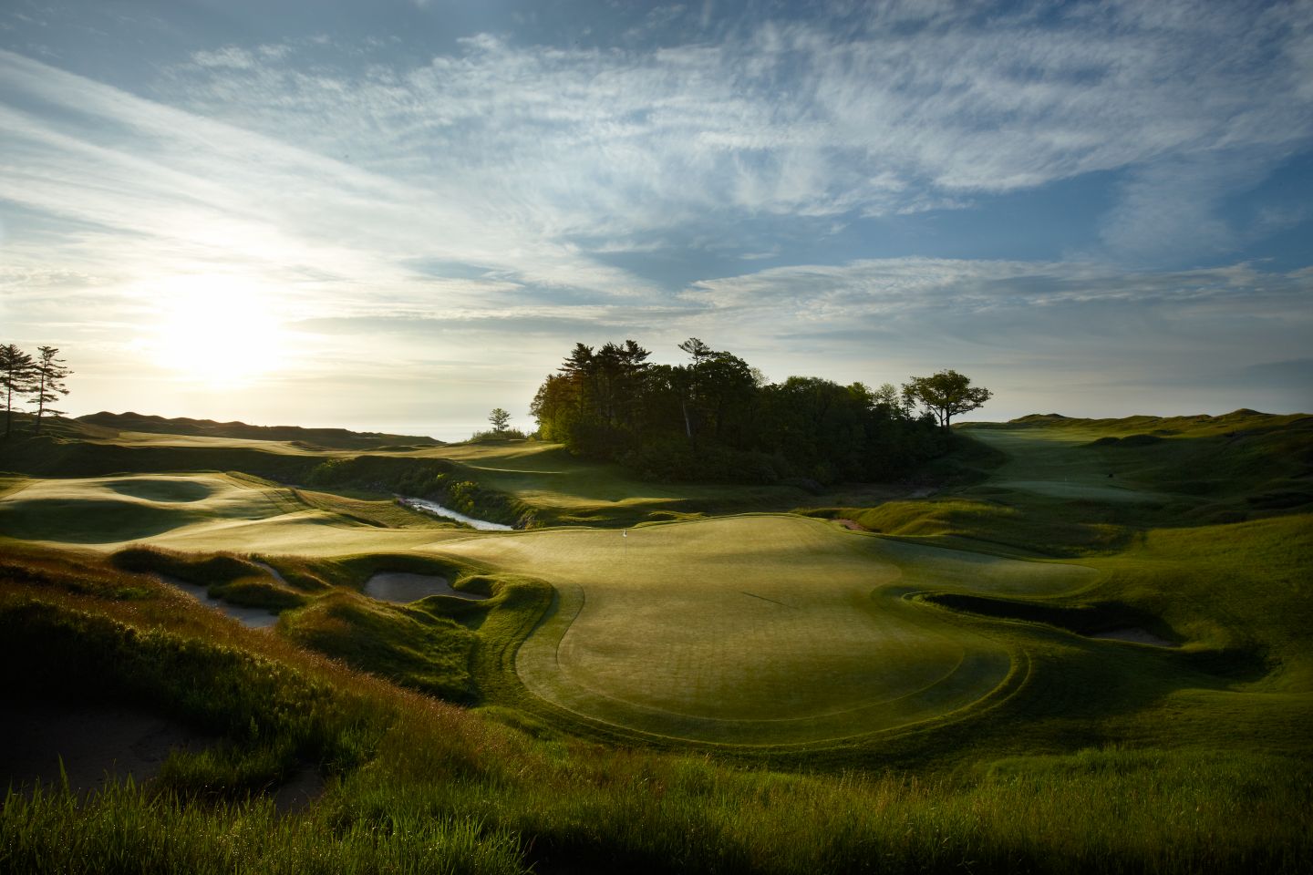 The green of hole 18 on the Straits Course at Whistling Straits. 
