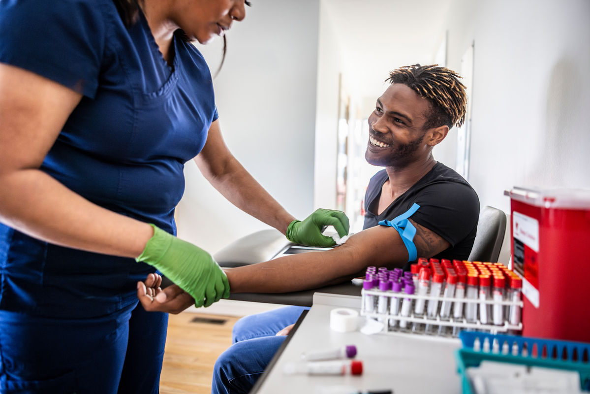 Person getting blood drawn at a labcorp facility