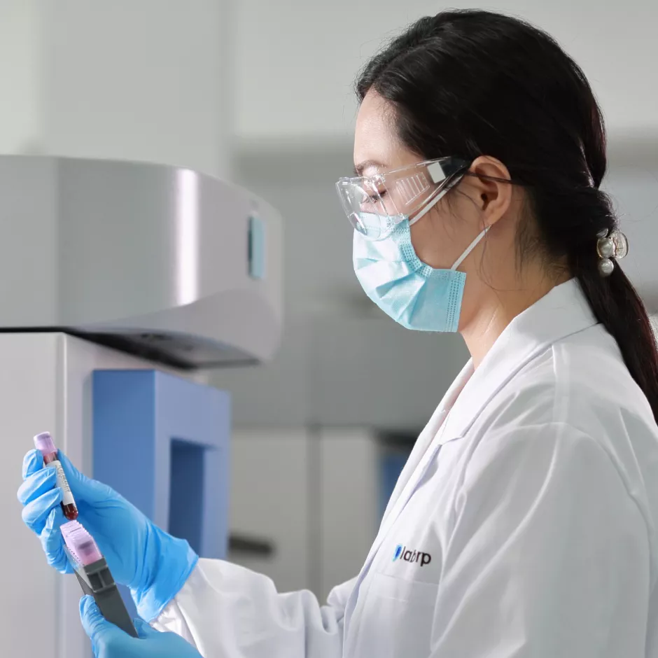 Labcorp biopharma technician evaluating samples