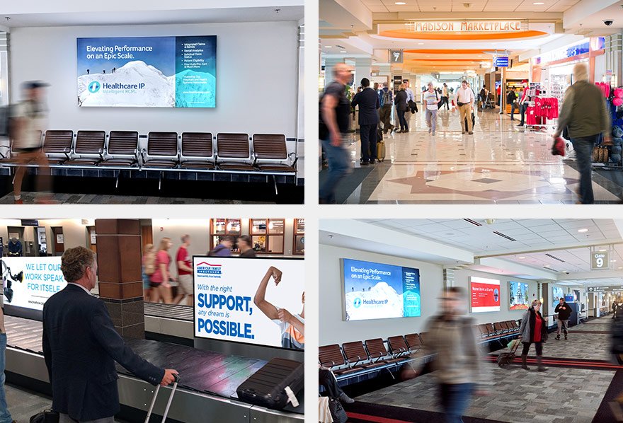 Lamar Advertising digital networks at Dane County Regional Airport 