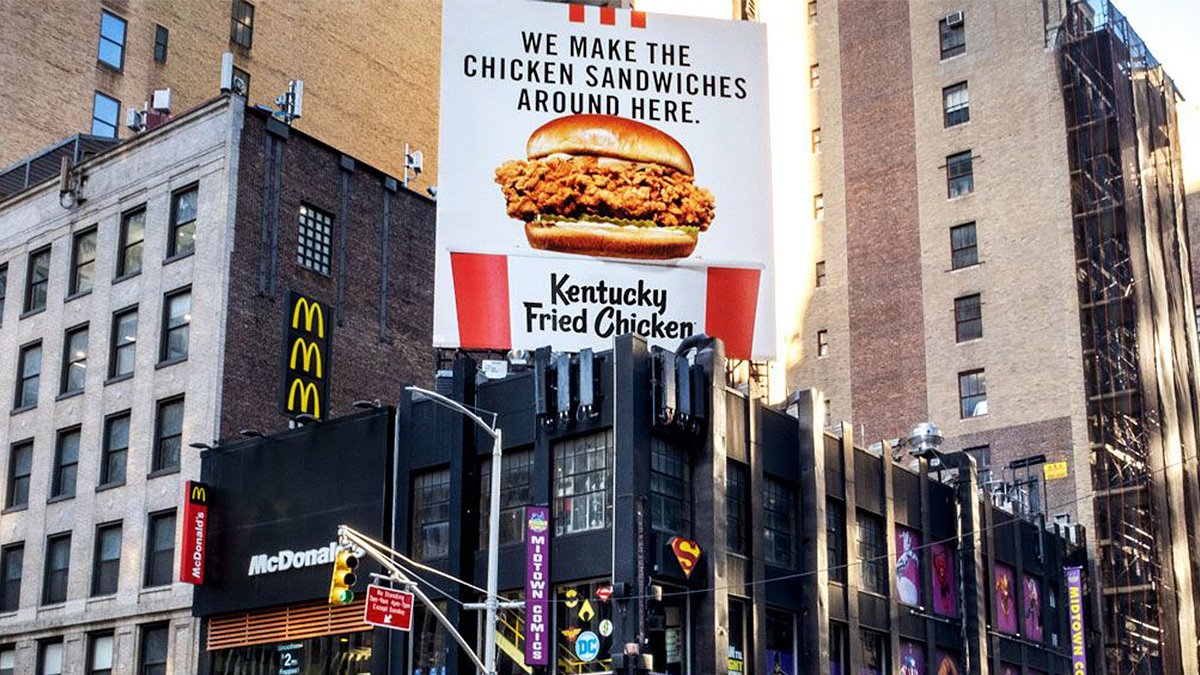 KFC Chicken Sandwich billboard on Lamar Advertising inventory in New York City