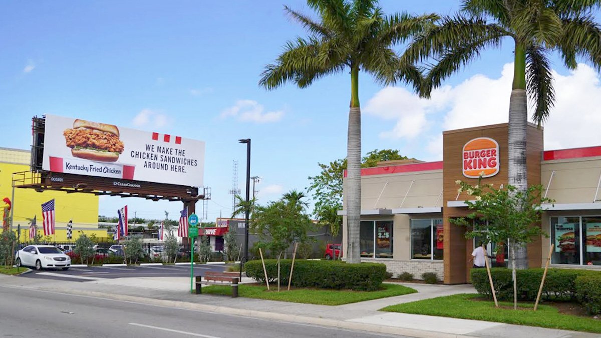 KFC Chicken Sandwich bulletin in Miami on Lamar Advertising Inventory 