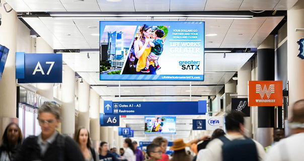Lamar Advertising and Greater SATX digital airport advertisement 