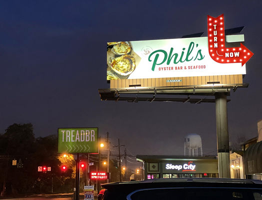 Lamar Advertising and Phil’s Oyster Bar and Seafood bulletin