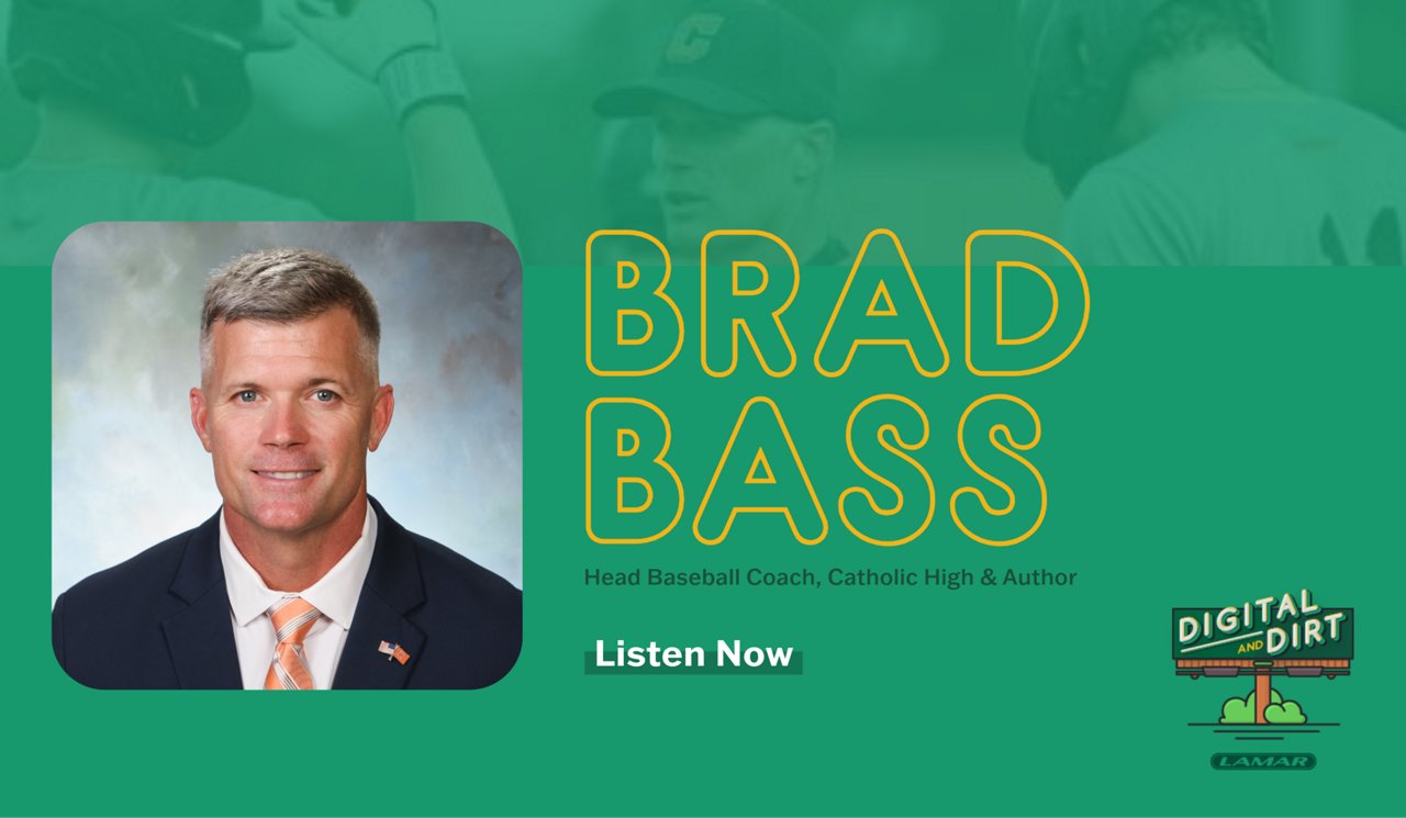green graphic for Brad Bass Podcast episode on digital and dirt