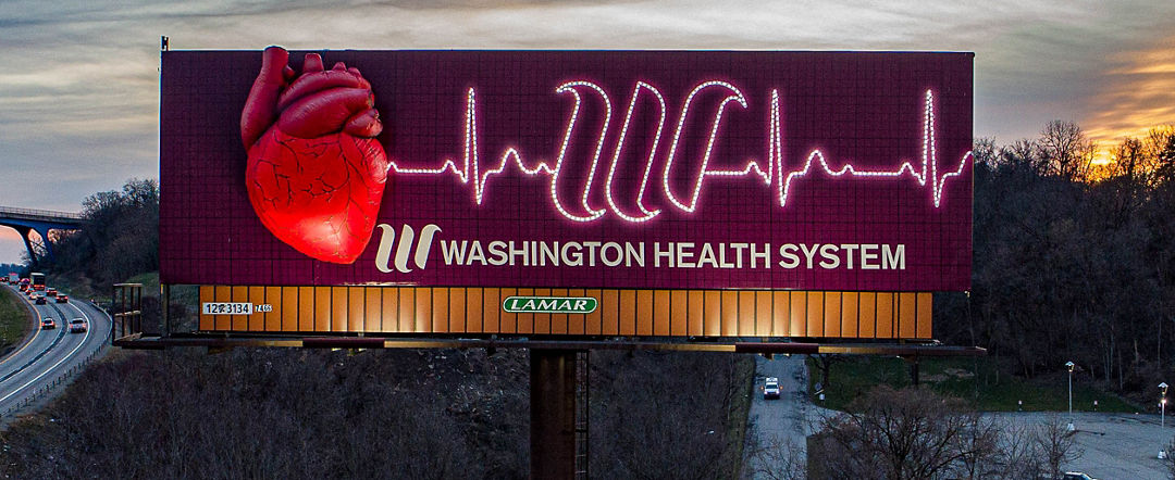 Lamar Advertising and Washington Health System 3d heart bulletin 