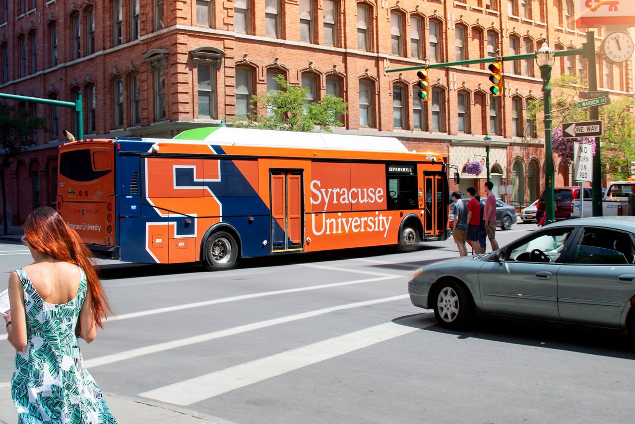 Full bus wrap for Syracuse University on Lamar Advertising inventory