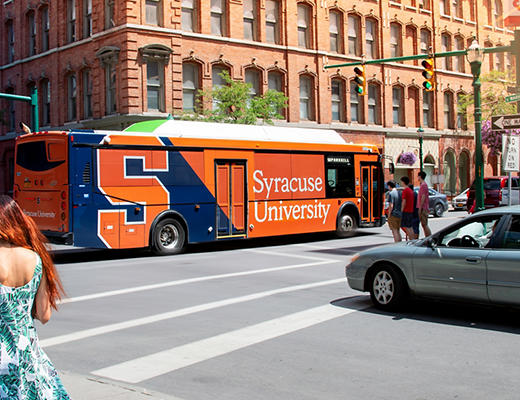 Full bus wrap for Syracuse University on Lamar Advertising inventory