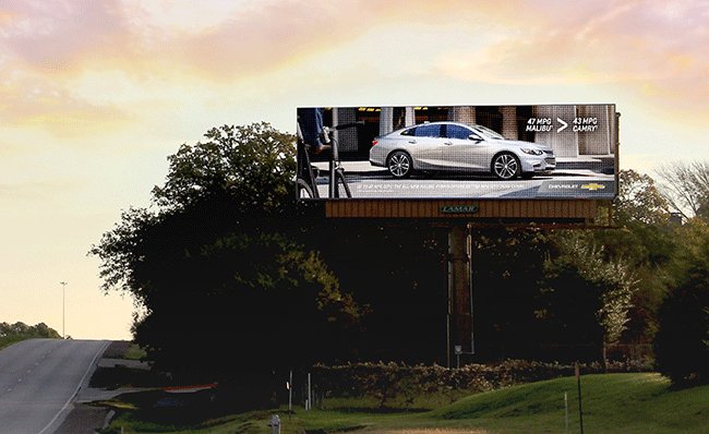 Lamar Advertising and Posterscope digital outdoor campaign for Chevy Malibu 