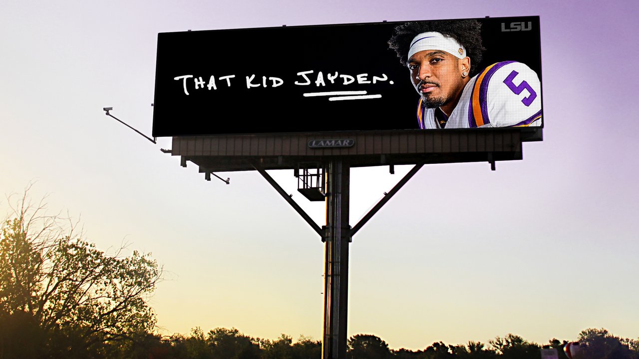 college football, LSU, Jayden Daniels digital billboard