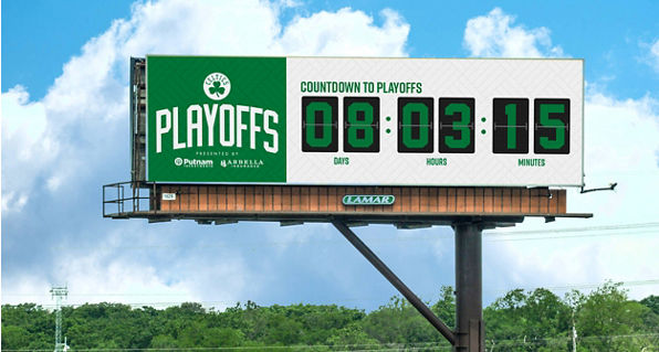 Boston Celtics Playoffs countdown on a Lamar Digital Billboard
